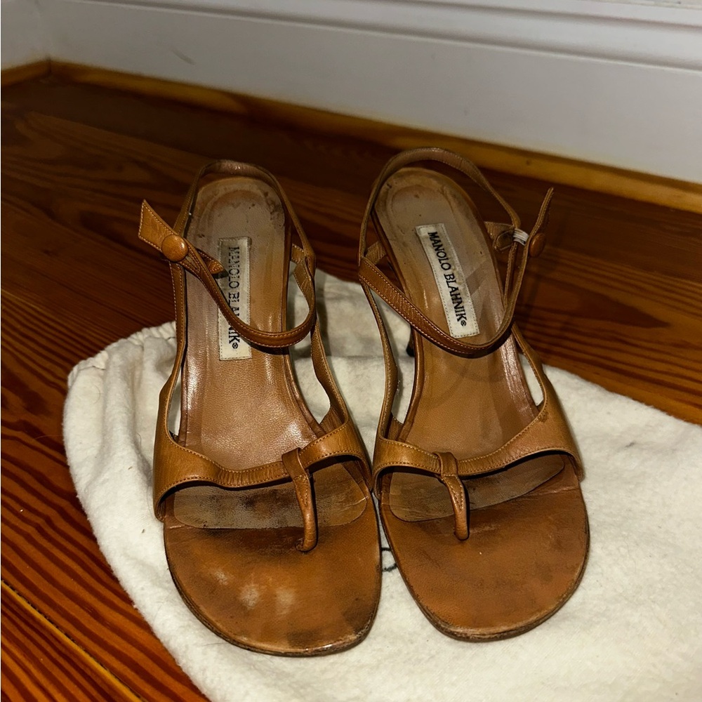 Manolo Blahnik Brown Leather Heels